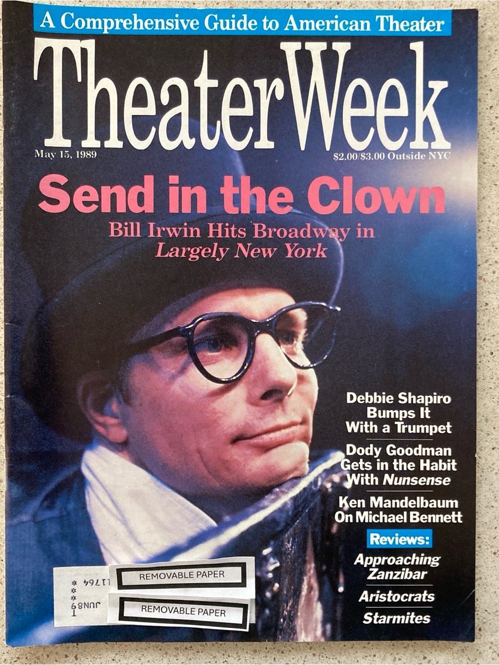 Bill Irwin -Debbie Shapiro Gravitte Theater Week Magazine May 15 1989 Address